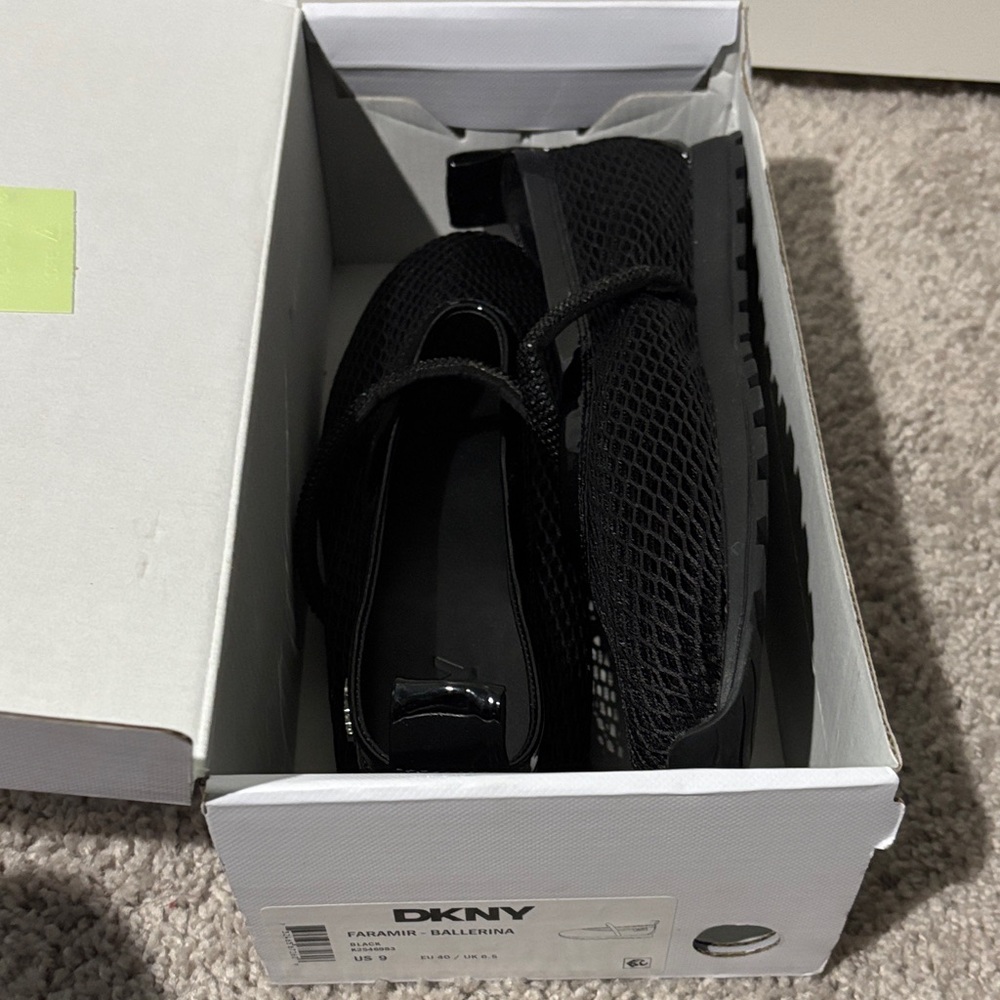 DKNY Black Mesh Mary Jane Flats
